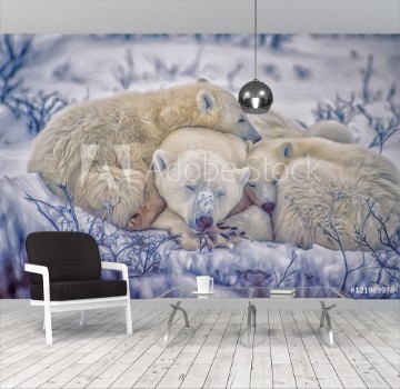 Image de Polar bear and cubsphoto art